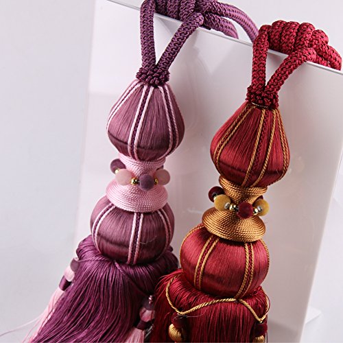 BERTERI 1 Pair Window Curtain Tassel Tiebacks, Luxury Blue Curtains Hanging Ball Holdback Living Room Supplies Window Treatment Accessories - Thumbnail 6