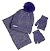 Sportoli Women's and Kids Girls' 3-Piece Cable Knit Cold Weather Accessory Set Warm Pull On Hat Scarf and Gloves