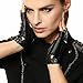 Warmen Women's Nappa Genuine Leather Half Finger Mittens Snap Closure (L, black)