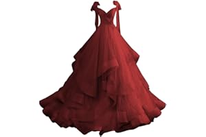 CWOAPO Layered Ruffles Tulle Prom Dresses Spaghetti Strap Ball Gowns Long Elegant V Neck Bow Formal Evening Dresses 2025