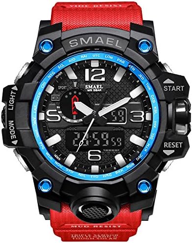 IRELOJ Men's Large Face Dual Dial Analog Digital Quartz Military Sport Watch 164FT Water Resistant