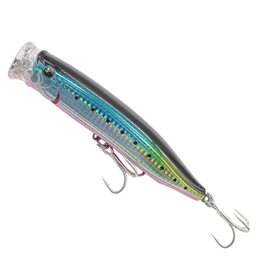 Surface Fishing Lures, 15CM Popper Sea Fishing Baits Artificial Floating Lures for Pike Bass Salmon Perch (1#-SM003)
