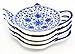 Teapot-Shaped Tea Bag Coasters (4-Pack); Blue & White Tea Spoon/Teabag Caddies