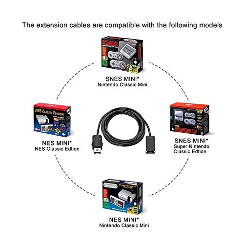image for WY&SHANGMAO SNES Classic Controller Extension Cable 3M/10ft (2-Pack), 