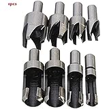 Eagles 8pcs 5/8" 1/2" 3/8" 1/4" Carbon Steel Wood Plug hole saw set Roundwood Wood Plug bits Tenon Drill Bit, Taper Claw Type Wood Plug Cutter Drill Bits