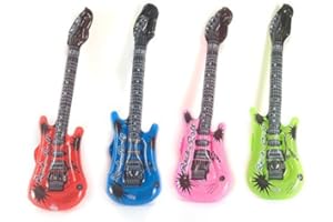 Fun Central - 22 Inch Inflatable Guitars- 15 count in Assorted Colors | Music Toy, Halloween, Pool Toy for Kids, Rock Star, Cosplay, Inflatable Toys