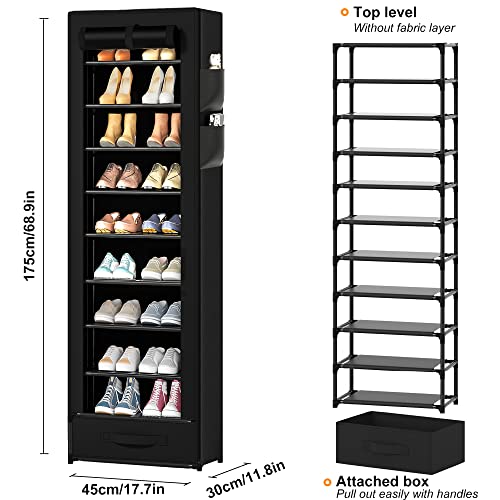 OYREL Shoes Rack,10 Tier Tall Shoe Rack Narrow Shoe Rack with Storage