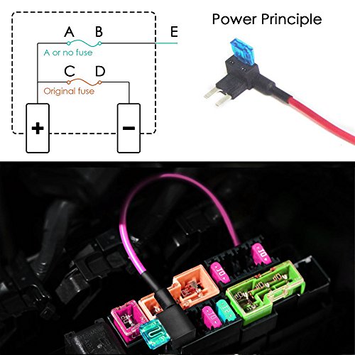 Qiorange 12v Car Add-a-circuit Fuse TAP Adapter Mini ATM APM Blade Fuse Holder Pack of 1 - Thumbnail 4