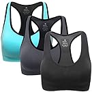 Mirity Women Racerback Sports Bras - High Impact Workout Gym Activewear Bra Color Black Grey Blue Size XL