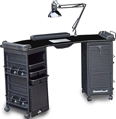 Dina Meri M603 Vented Manicure Nail Table Double Cabinet Cherry Top