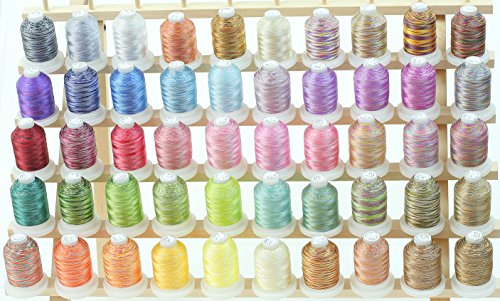 New 50 Cones Varigated Colors Polyester Machine Embroidery Machine Thread for Brother Babylock Janome Singer Pfaff Husqvarna Bernina Machines