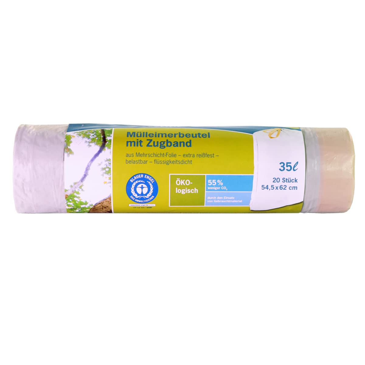 inapa Secolan 35L Bin Liners with Drawstring - Extra Tear-Resistant ✓Waterproof ✓100% Recyclable - 1 Roll / 20 Pieces