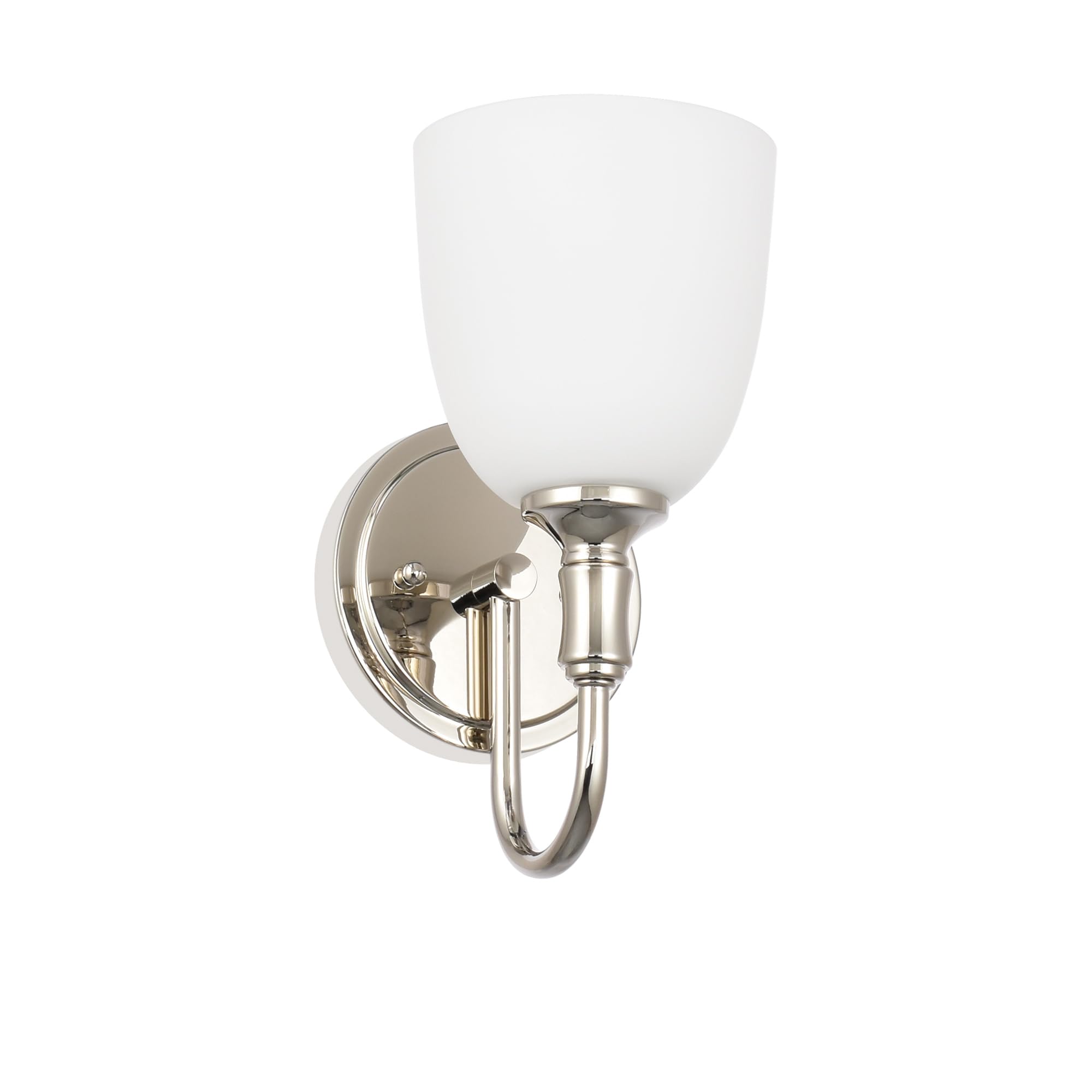 Photo 1 of Ntsunxeko Vintage Traditional 1-Light Indoor Wall Sconce with Frosted Glass Bathroom Bedroom Hallway, 10.6" H x 5.3" W, Polished Nickel