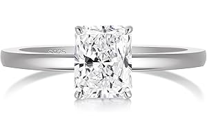 EAMTI 1/2/3/4CT 925 Sterling Silver Engagement Rings Radiant Cut Solitaire Cubic Zirconia CZ Wedding Promise Rings for Her Wedding Bands for Women Size 3-11