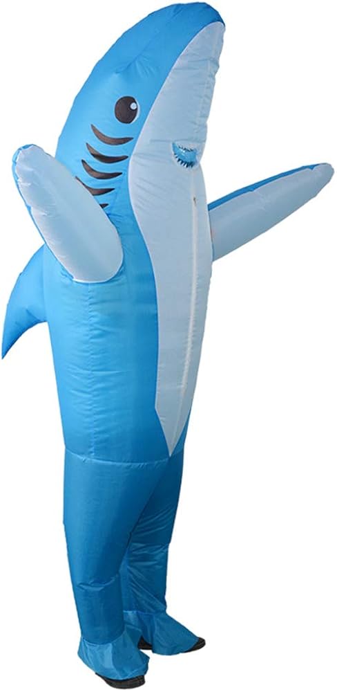 HHARTS Adult Shark Inflatable Costume Funny Animal Blow Up Costume for Fancy Dress Halloween Cosplay Party Christmas, Blue, Medium