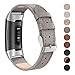 SWEES Leather Bands Compatible Fitbit Charge 3 & Charge 3 SE, Genuine Leather Band Strap Wristband Replacement for Fitbit Charge 3 Women Men Small & Large, Black, Rose Gold, Beige, Brown, Grey, Tan