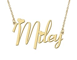 Aoloshow 18k Gold Plated Miley Heart Name Necklace