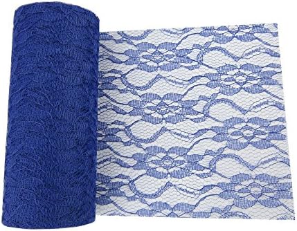 OneD 6 inch 10 Yards Vintage Lace Roll Netting Fabric Tulle Roll For Tutu Skirt Table Runner Chair Sash DIY Wedding Party Art Decor (Royal Blue)