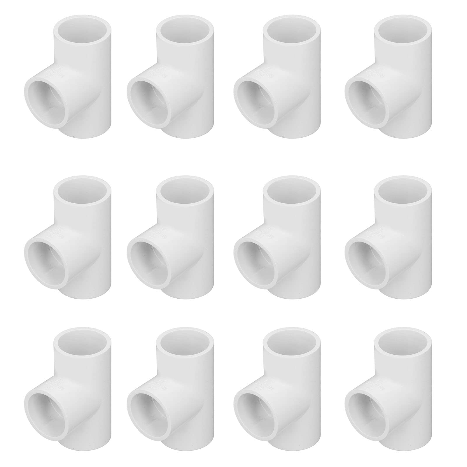 Kadimendium 12Pcs PVC Tee Pipe Fittings Plastic Equal Diameter Joints Adapter Water Pipe Joints Water Supply Home Improvement Elbow Pipe Fittings(25mm)