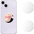 PEUTIER 2pcs Mirror Decal for Smartphone, Stick-on Make up Mirror Back of Phone Charm Adhesive Acrylic Mirror Sticker for Phone Case