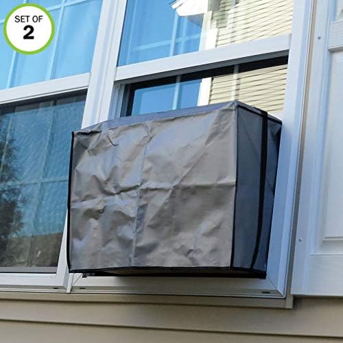 Evelots Air Conditioner/A/C Window Cover-Outdoor-Elastic Straps-15,000 BTU-Set/2