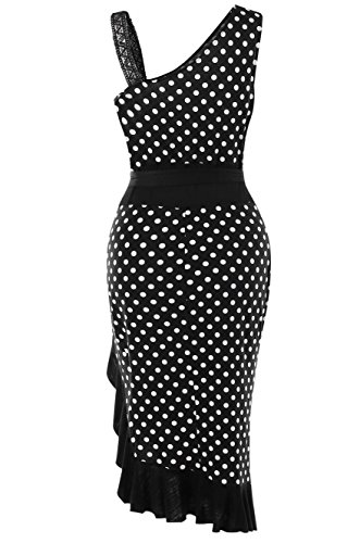 KISSMODA Womens Sleeveless Side Slit Ruffles Fitted Dresses Off The Shoulder Midi Pencil Formal Dresses Black X-Large