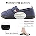 RockDove Men's Quilted Down Hardsole Slippers, Memory Foam Slip-On Camping Shoes, Navy, Size Large US 11-12