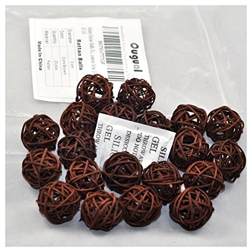 Ougual 20pcs Wicker Rattan Balls Table Wedding Party Christmas Decorative (Diameter 3cm, Dark Brown)