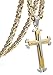 FIBO STEEL Stainless Steel Cross Pendant Mens Byzantine Chain Necklace 5mm Wide, 22 inches