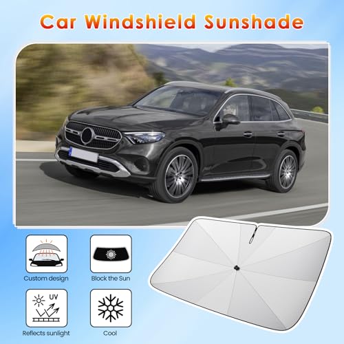 [2026 Upgrade] BSTW Compatible with Benz GLC X254 2023-2026 & GLC X253 2016-2022 Windshield Sunshade, Automatic Folding Sun Shade Drawstring Design Thermal Insulation and UV Protection