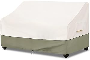 Bitubi Waterproof Patio Sofa Cover, Heavy Duty 2-Seater Outdoor Couch Cover Size Up to 58W x 32.5D x 31H Inches, Lawn Patio Furniture Covers with Air Vent (Beige)