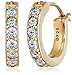 Amazon Essentials Yellow 23K Gold Plated Sterling Hoop Earrings set with Round Cut Infinite Elements Cubic Zirconia (3/4 cttw), .5