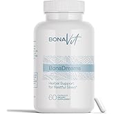 Bonavit Natural Sleep Aid - with Melatonin 5mg, Valerian, L-Tryptophan & L-Theanine - Sleep and Wellness Supplement - Natural Vegan Supplement with no Additives - 30 Servings - BonaDreams