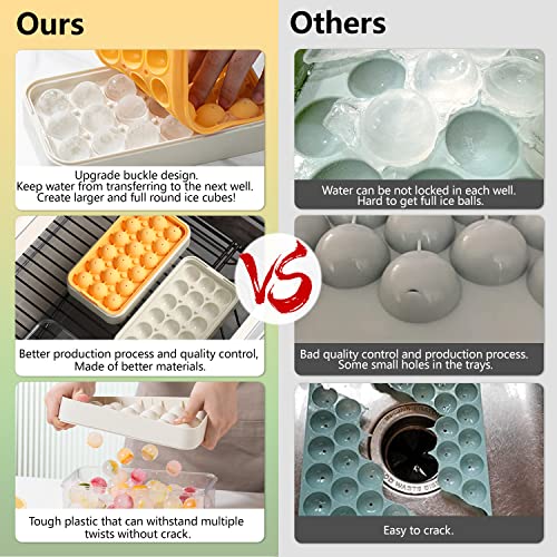 Ice Cube Tray - Sphere Silicone Ice Cube Trays for Freezer with Lid and Bin | BPA Free Stackable Round Ice Tray with Cover | Easy Release Making 18-Circle Ice | Come with Ice Scoop (1Pack, Green)