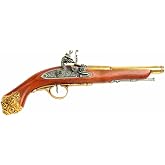 Denix 18th Century Flintlock Pistol with Brass Ornate Handle Butt - Non-Firing Replica