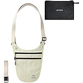 Crossbody Money Belt for Travel Women & Men Hidden, Travel Wallet Pouch - Slim Passport Holde, RFID Blocking Neck Wallet Under Clothes to Protect Cash, Credit Cards and Documents (KHAKI)