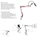 Neewer Desktop Microphone Suspension Boom Scissor Arm Stand with Microphone Clip Holder, Table Mounting Clamp and Pop Filter Windscreen Mask Shield Kit for Studio Broadcasting, Singing, Recording(Red)