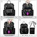 UTO Women Backpack Purse PU Washed Leather Ladies Rucksack Detachable Crossbody Shoulder Bag Black
