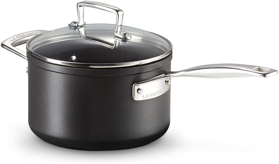 LE CREUSET Toughened Non-Stick 18x11.1cm Saucepan with Helper Handle and Glass Lid, Aluminium, 51108180010302, Black - Image 4