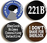4 x Sherlock Holmes Pins Buttons (Size is 1inch Diameter) BC