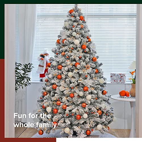 SINTEAN Prelit Christmas Tree 6FT Flocked, Premium Hinged Artificial