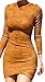 Jiujiuyi Women's Faux Suede Long Sleeve Bodycon Mini Dress