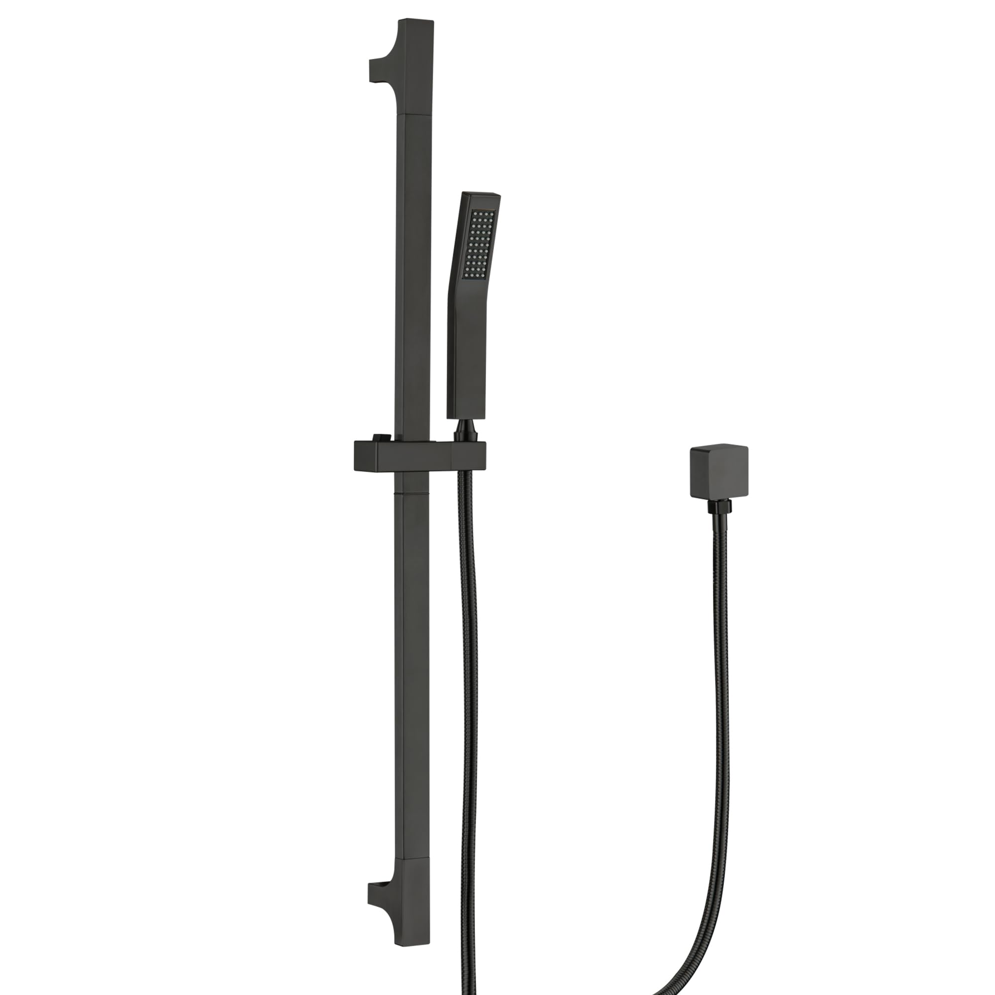 BAITUJIE Black Shower Riser Rail Kit, Matte Black with Handheld Head and Hose, 82cm Segmented Wall Mounted Adjustable Distance