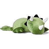 OSOCU 1.4 LB Weighted Stuffed Triceratops Animals Plush - 16 Inch Squished Long Dinosaur Jumbo Pillow - Kawaii Plushies Hugging Toy Gifts for Kids - Soft Green Dino Stuffed Animal Toy (Triceratops)