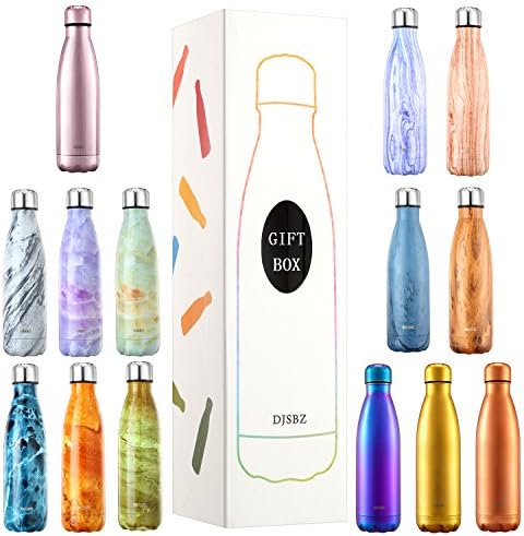 DJSBZ 17oz Cola-Shape Water Bottle, Double Walled Vacuum 18/8 Stainless Steel, Leak-Proof Keep Hot & Cold, Personalized Texture,Gift Box Packaging (500 ml)