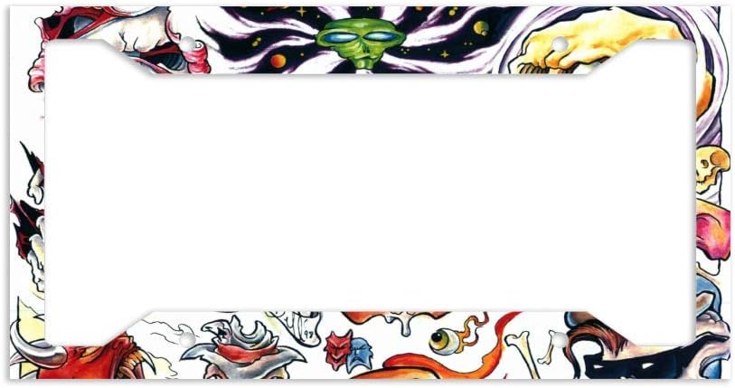 luckmx License Plate Frame for Women, car Licenses Plate Covers for License Tag-Halloween Demon