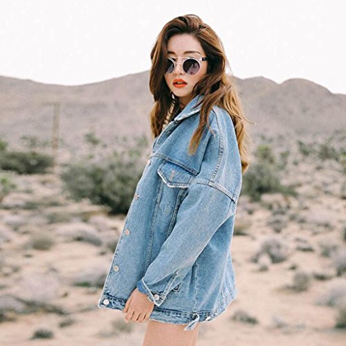Women's Denim Jacket,Toponly Retro Women Turn-down Collar Oversize Loose Jacket Casual Denim Jeans Coat Outwear (blue, XL)