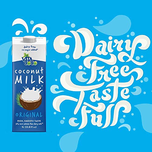 Vita Coco Coconut Milk, Unsweetened Original - Plant Based, Dairy Free Milk Alternative - Gluten Free, Soy Free, and So Delicious - Perfect for Cereal, Coffee, Smoothies - 33.8 Ounce