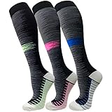 Compression Socks for Men & Women(3 Pairs),15-20mmHg is Best Stockings for Running,Nurses,Athletic,Medical,Pregnancy,Travel-Boost Performance,Blood Circulation&Recovery(Multicoloured 3,Large/X-Large)