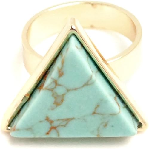 Amazon 三角型 天然石風 デルタ ストーン 12号 リング ターコイズ 指輪 レディース 女性用 シンプル トルコ石風 トライアングル パワーストーン オフィスコーデ パーティー 上品 大人 カワイイ 綺麗 キュート キレイ ガーリー カジュアル アクセサリー リング 通販